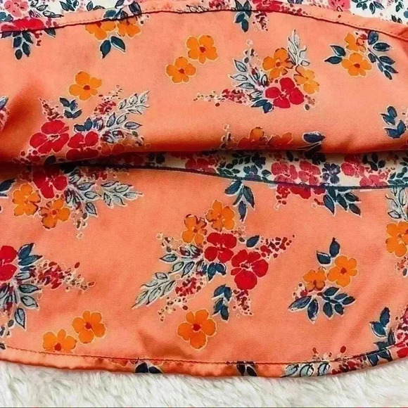 Pale Sky Multicolored Floral Print Quarter Button Short Dolman Sleeve Top Size S - Picture 7 of 16